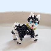 handmade Beaded Husky dog pendant on a light background - verhalo custom jewelry