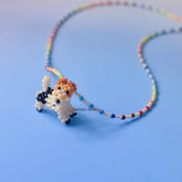 Hadnmade Beaded Fox Terrier Dog Necklace for Doglovers丨Verhalo丨Custom Jewelry