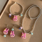 Handmade Pink Bunny Jewelry Set - Verhalo Jewelry