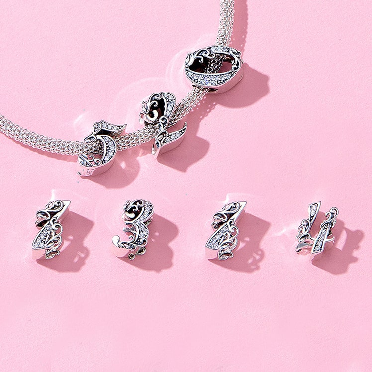 520 Number Charm Bracelet| Sterling Silver | Verhalo Jewelry