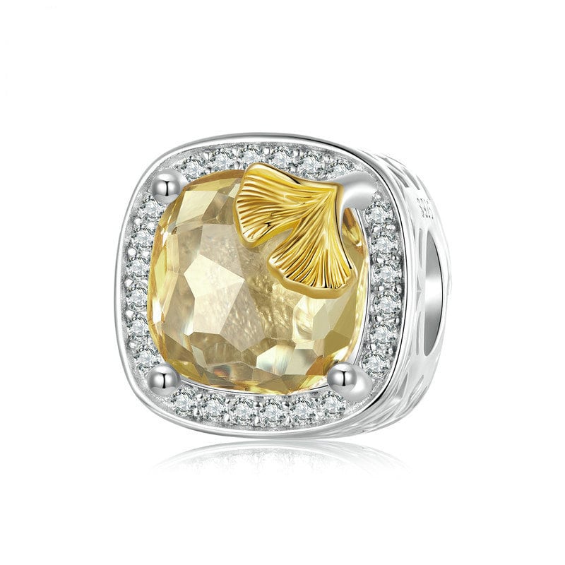 Ginkgo Leaf Square Charm | Sterling Silver | Verhalo Jewelry
