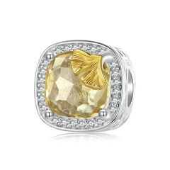 Ginkgo Leaf Square Charm | Sterling Silver | Verhalo Jewelry