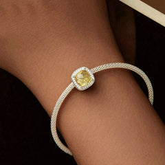 Ginkgo Leaf Square Charm Bracelet | Sterling Silver | Verhalo Jewelry