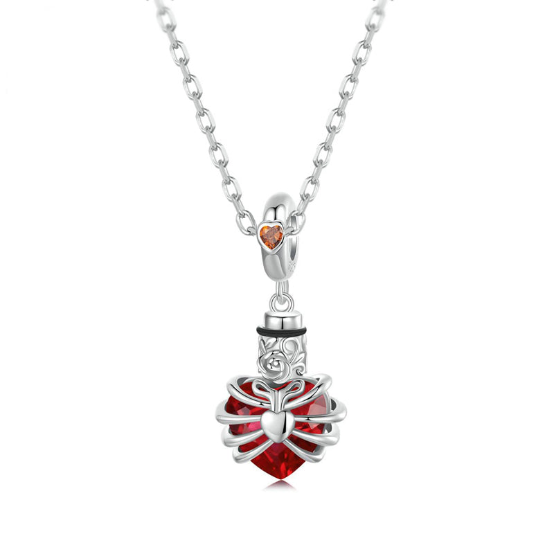 Rose & Heart Urn Memorial Charm Necklace | Sterling Silver | Verhalo Jewelry