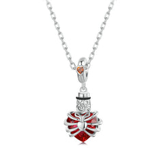 Rose & Heart Urn Memorial Charm Necklace | Sterling Silver | Verhalo Jewelry