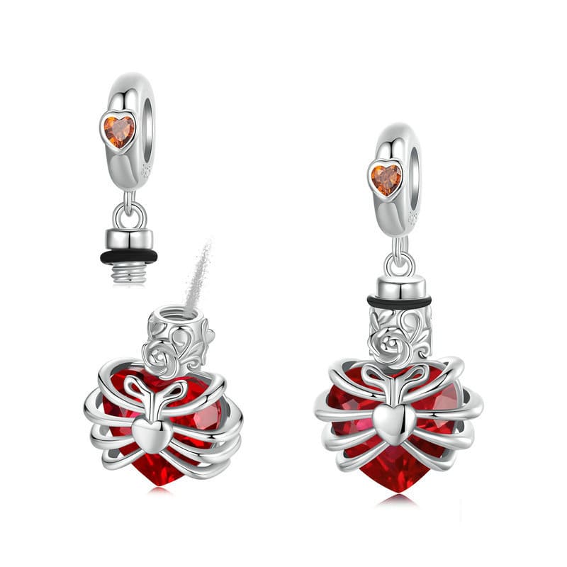 Rose & Heart Urn Memorial Charm | Sterling Silver | Verhalo Jewelry