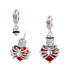 Rose & Heart Urn Memorial Charm | Sterling Silver | Verhalo Jewelry