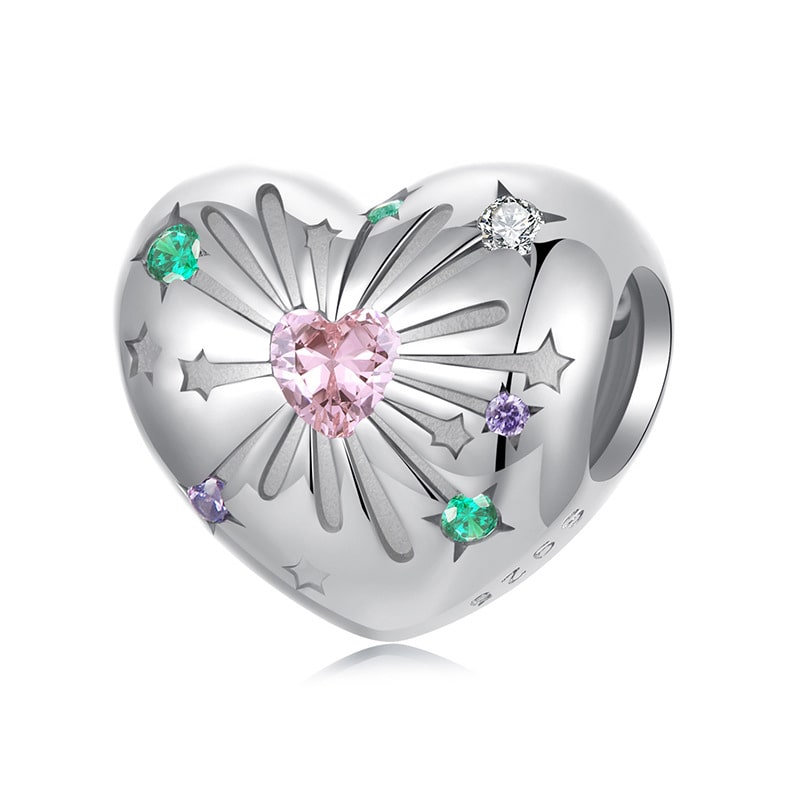 Fireworks Heart Charm | Sterling Silver | Verhalo Jewelry
