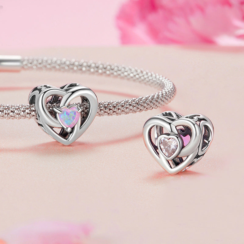 Opal Eternal Heart Charm | Sterling Silver | Verhalo Jewelry