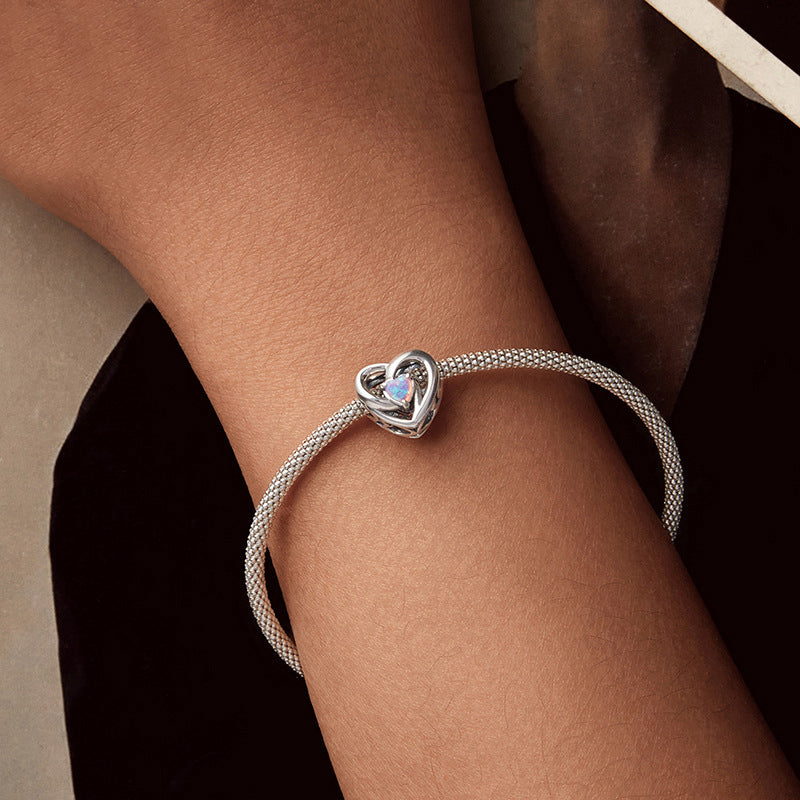 Opal Eternal Heart Charm Bracelet | Sterling Silver | Verhalo Jewelry