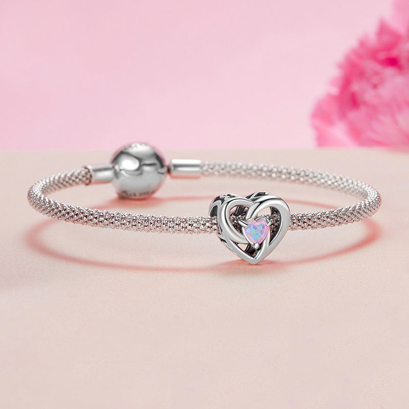 Opal Eternal Heart Charm Bracelet | Sterling Silver | Verhalo Jewelry