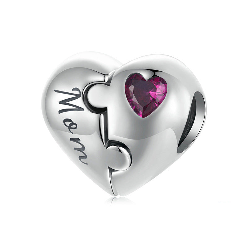 Mom & Daughter Heart Puzzle Charm | Sterling Silver | Verhalo Jewelry