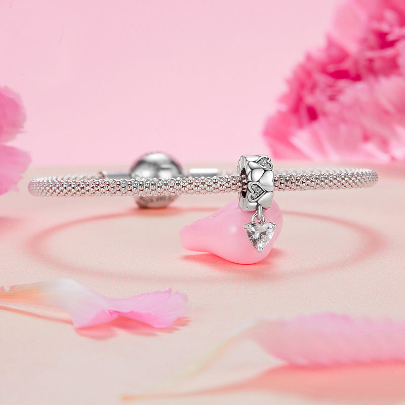 Dangle Heart  Spacer Charm Bracelet | Sterling Silver | Verhalo Jewelry