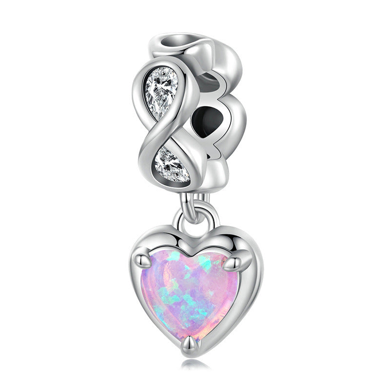Opal Eternal Heart Dangle Charm | Sterling Silver | Verhalo Jewelry