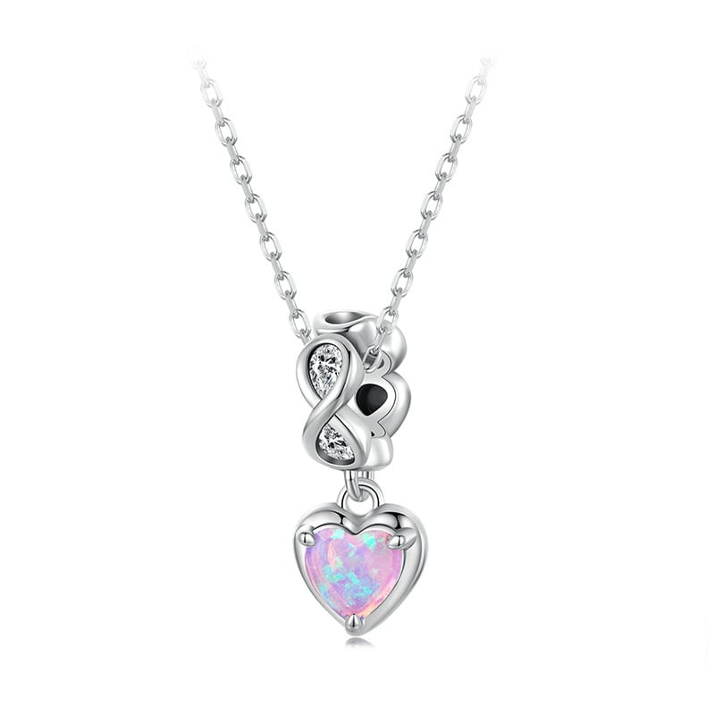 Opal Eternal Heart Charm Necklace | Sterling Silver | Verhalo Jewelry