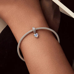 Opal Eternal Heart Dangle Charm Bracelet | Sterling Silver | Verhalo Jewelry