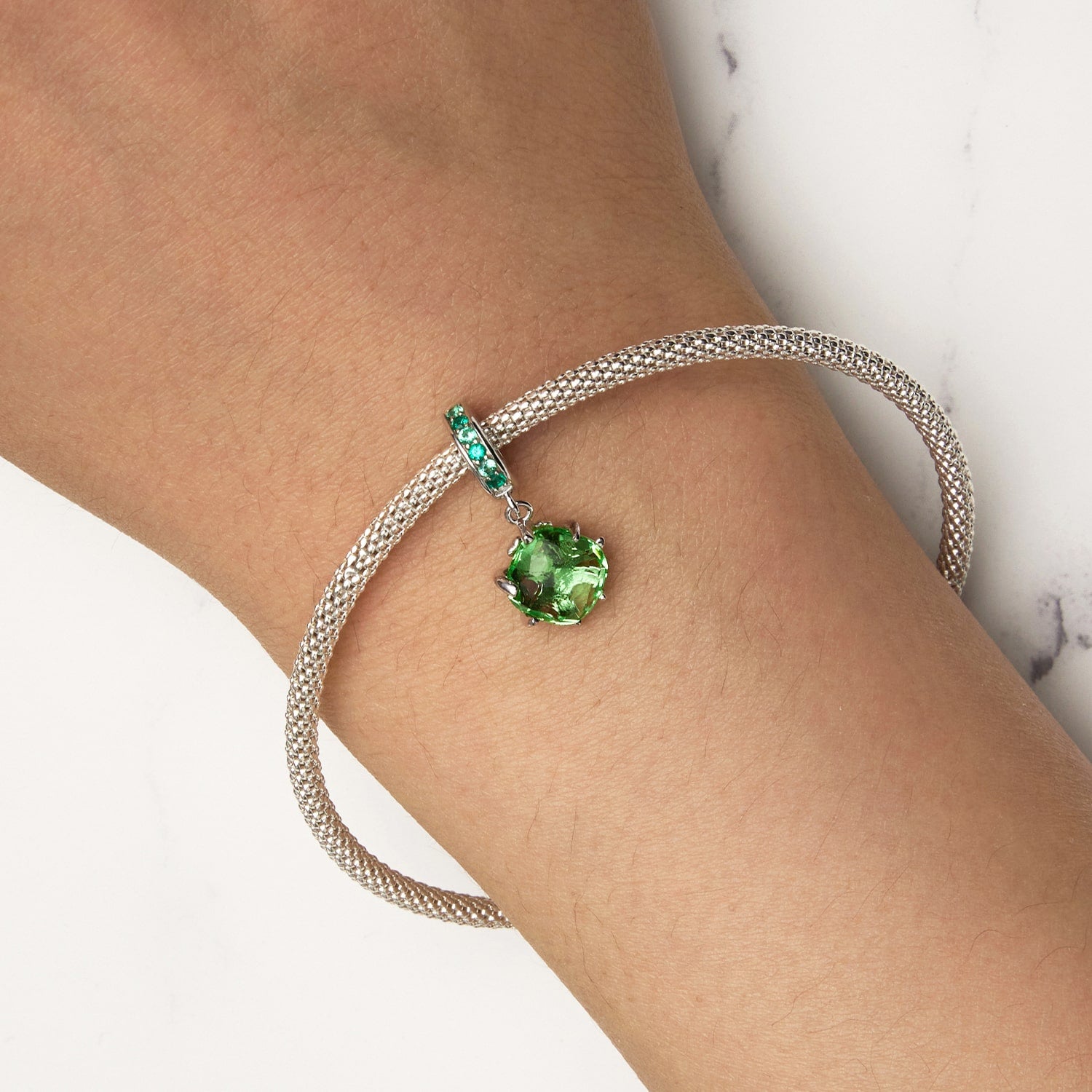 May Birthstone Charm Bracelet | Sterling Silver | Verhalo Jewelry
