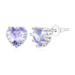 Heart Birthstone Stud Earrings(From Jan. to Dec.)