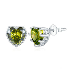 Heart Birthstone Stud Earrings(From Jan. to Dec.)