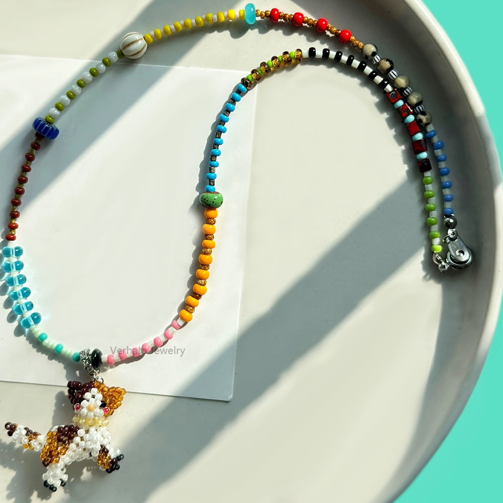 Calico Cat Charm Necklace for Catlovers丨Verhalo丨Handmade Jewelry