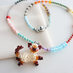 Beaded Siamese Cat Charm Necklace丨Verhalo丨Handmade Jewelry
