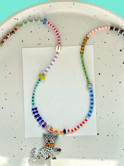 Gray Cat Charm Necklace for Catlovers丨Verhalo丨Handmade Jewelry