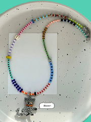 Gray Cat Charm Necklace for Catlovers丨Verhalo丨Handmade Jewelry