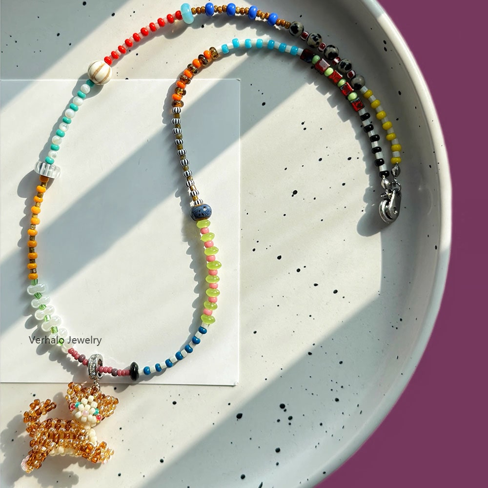 Orange Cat Charm Necklace for Catlovers丨Verhalo丨Handmade Jewelry