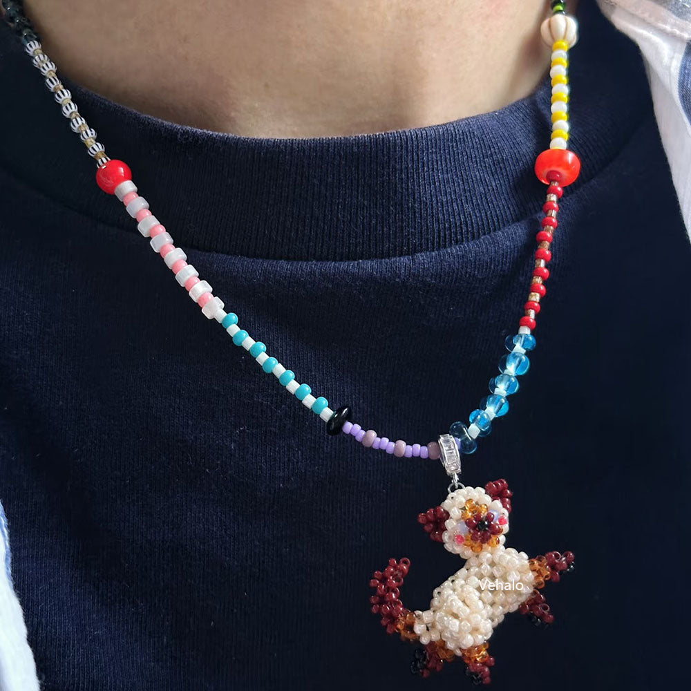 Beaded Siamese Cat Charm Necklace丨Verhalo丨Handmade Jewelry