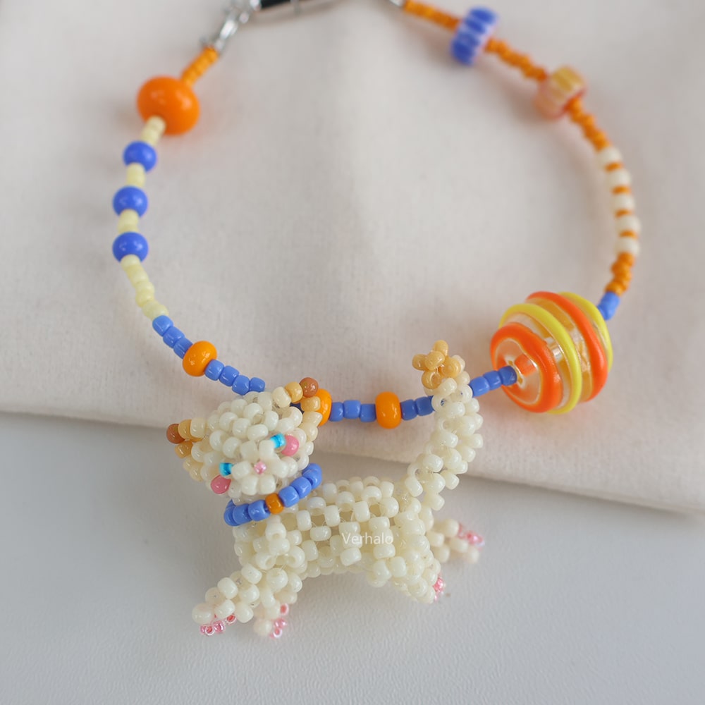 White Cat Bracelet for catlovers丨Verhalo丨Custom Jewelry