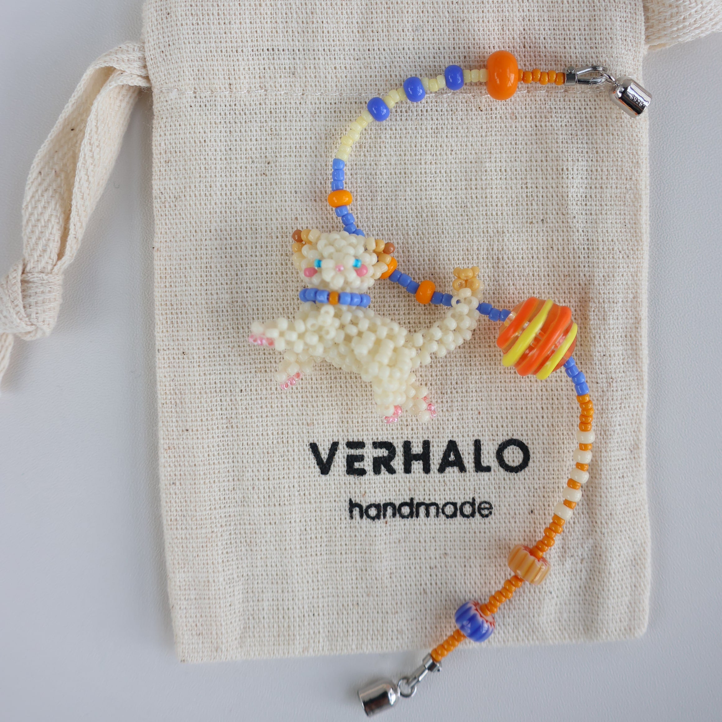 White Cat Bracelet for catlovers丨Verhalo丨Custom Jewelry