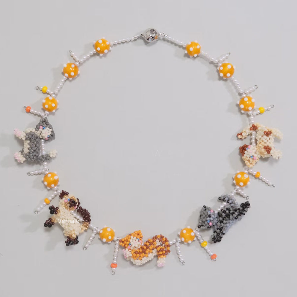 Handmade Five Cats Necklace for Cat Lovers丨Verhalo Custom Jewelry