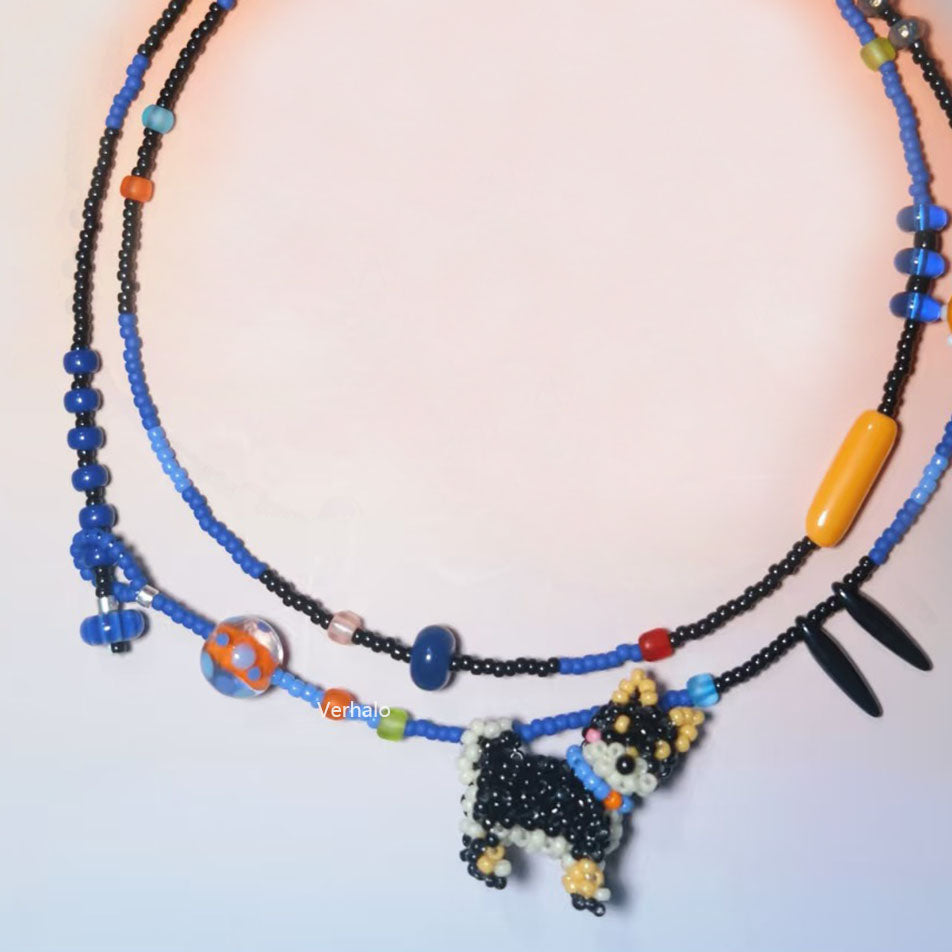 Handmade Shiba Inu Long Necklace for Dog Lover丨Verhalo丨Custom Jewelry