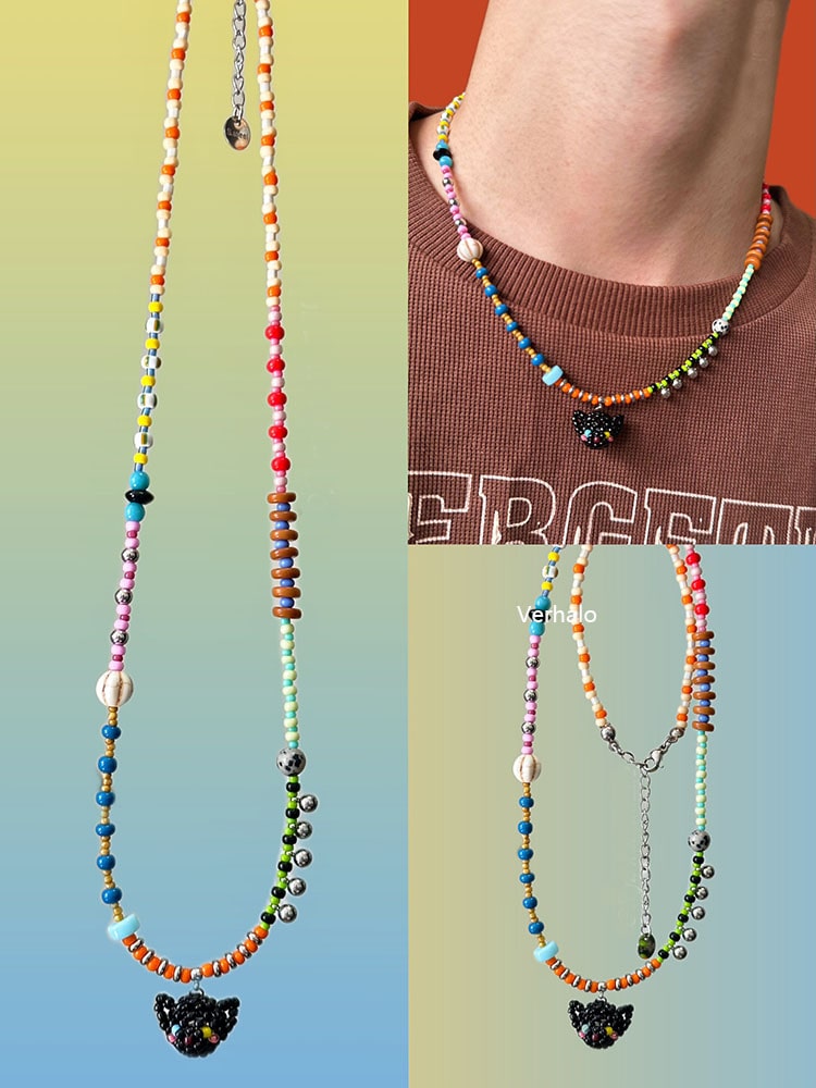 Handmade Cat Head Necklace for Cat Lovers丨Verhalo丨Custom Jewelry