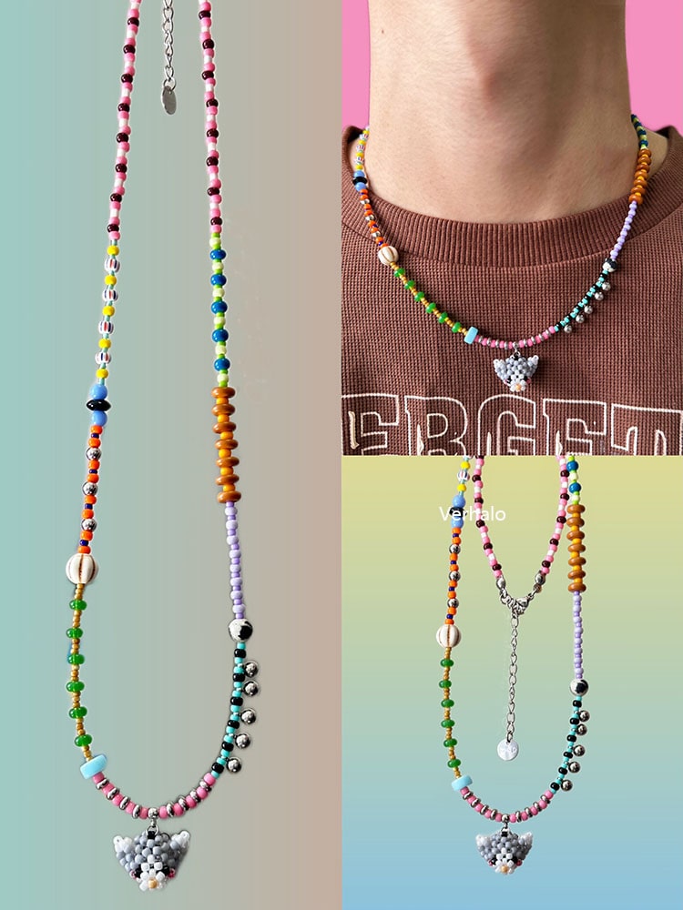 Handmade Cat Head Necklace for Cat Lovers丨Verhalo丨Custom Jewelry