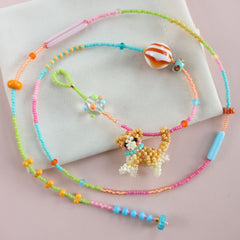 Handmade Orange Cat Beaded Necklace丨Verhalo丨Custom Jewelry