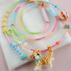 Handmade Orange Cat Beaded Necklace丨Verhalo丨Custom Jewelry