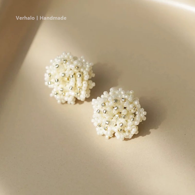 White Rose Stud Earrings