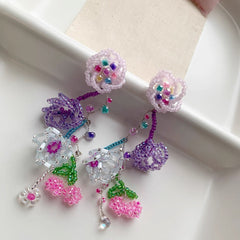 Handmade Shiny Flowers Drop Earrings for Women - Verhalo Jewelry