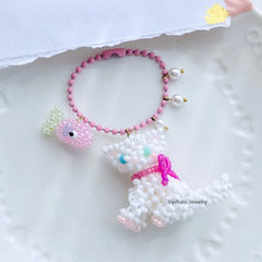 Handmade Bow White Cat Charm for Cat Lover丨Verhal Custom Jewelry