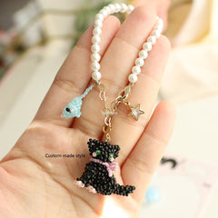 Beaded Cat Bag Charm for Cat Lover丨Verhalo丨Handmade Jewelry