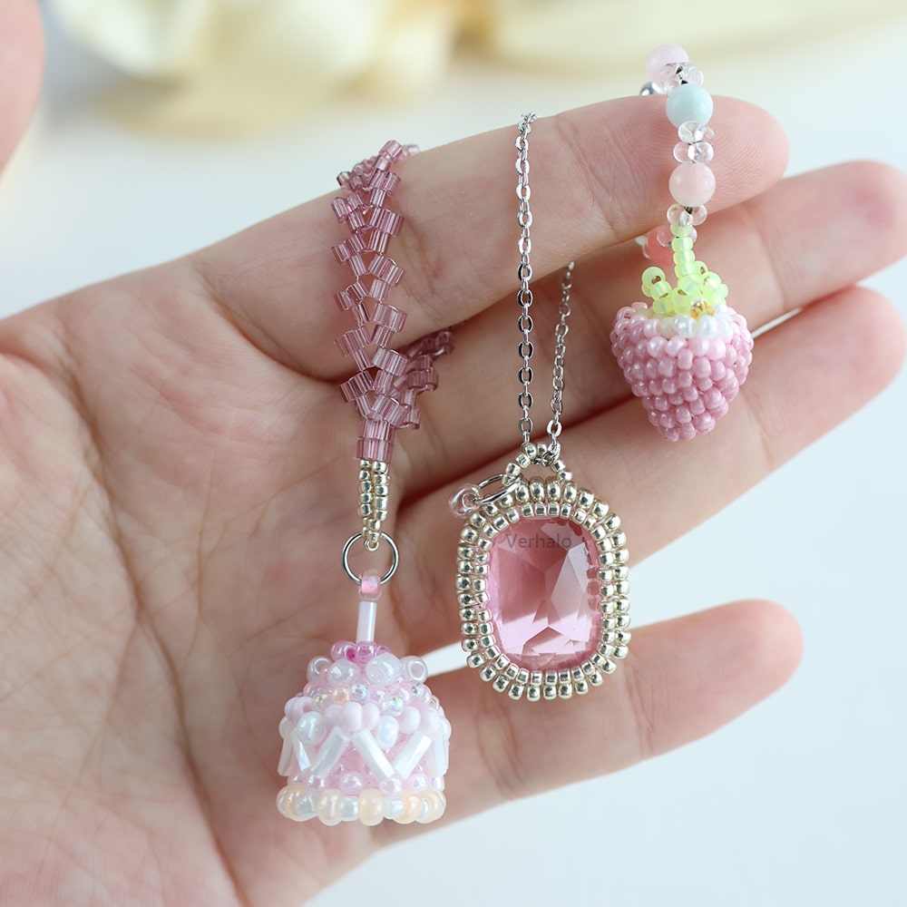 Pink Teddy Bear Bag Charm Set丨Verhalo丨Handmade Jewelry