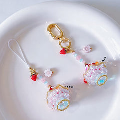 Handmade Strawberry Cake Bag Charm丨Verhalo Jewelry