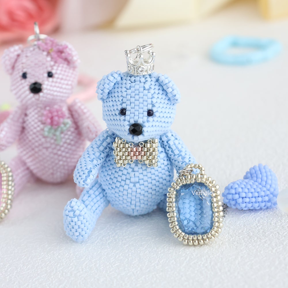 Prince Teddy Bear Bag Charm Set丨Verhalo丨Handmade Jewelry