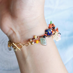 Halloween party Colorful beaded bracelet on a wrist with a blurred background