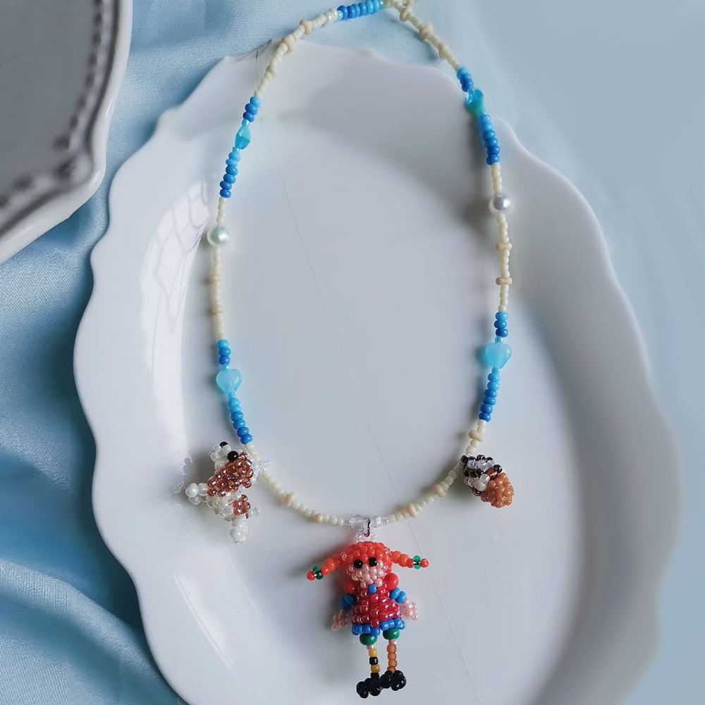 Little Girl & Her Dog Necklace丨Verhalo Handmade Jewelry