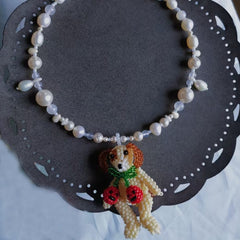 Handmade Cherry Dog Pearl Necklace丨Verhalo Custom Jewelry