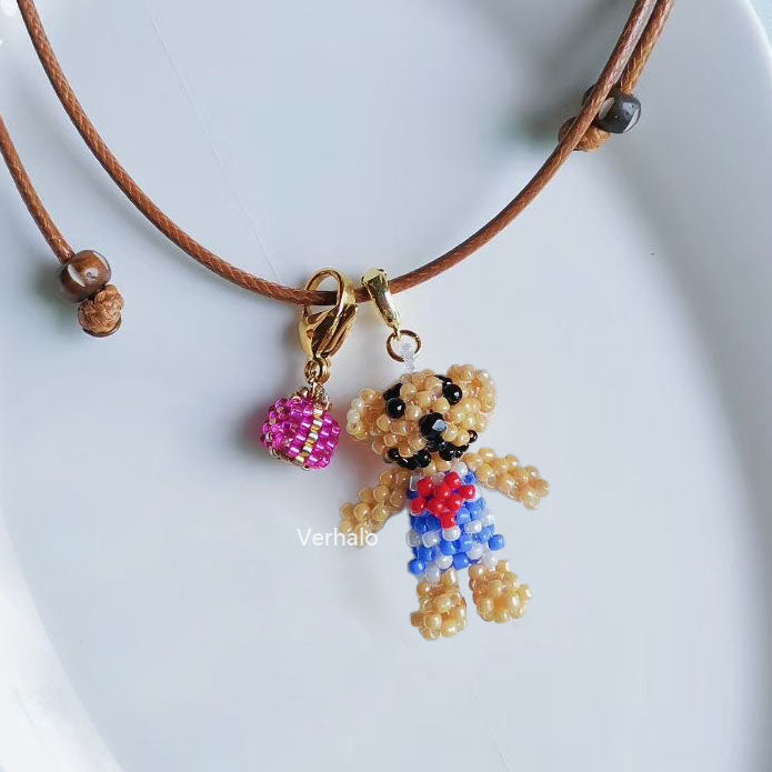 Handmade Bear & Gift Box Pendant Set丨Verhalo Personalized Jewelry
