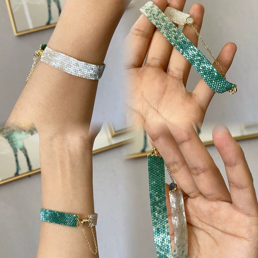 Gradient Green Miyuki Beads Handmade Bracelet - Verhalo Jewelry