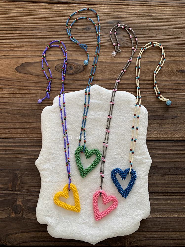 Handmade Heart Long Necklace for Women - Verhalo Personalized Jewelry